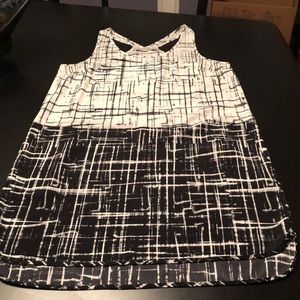 LOFT Black and White Midi Dress